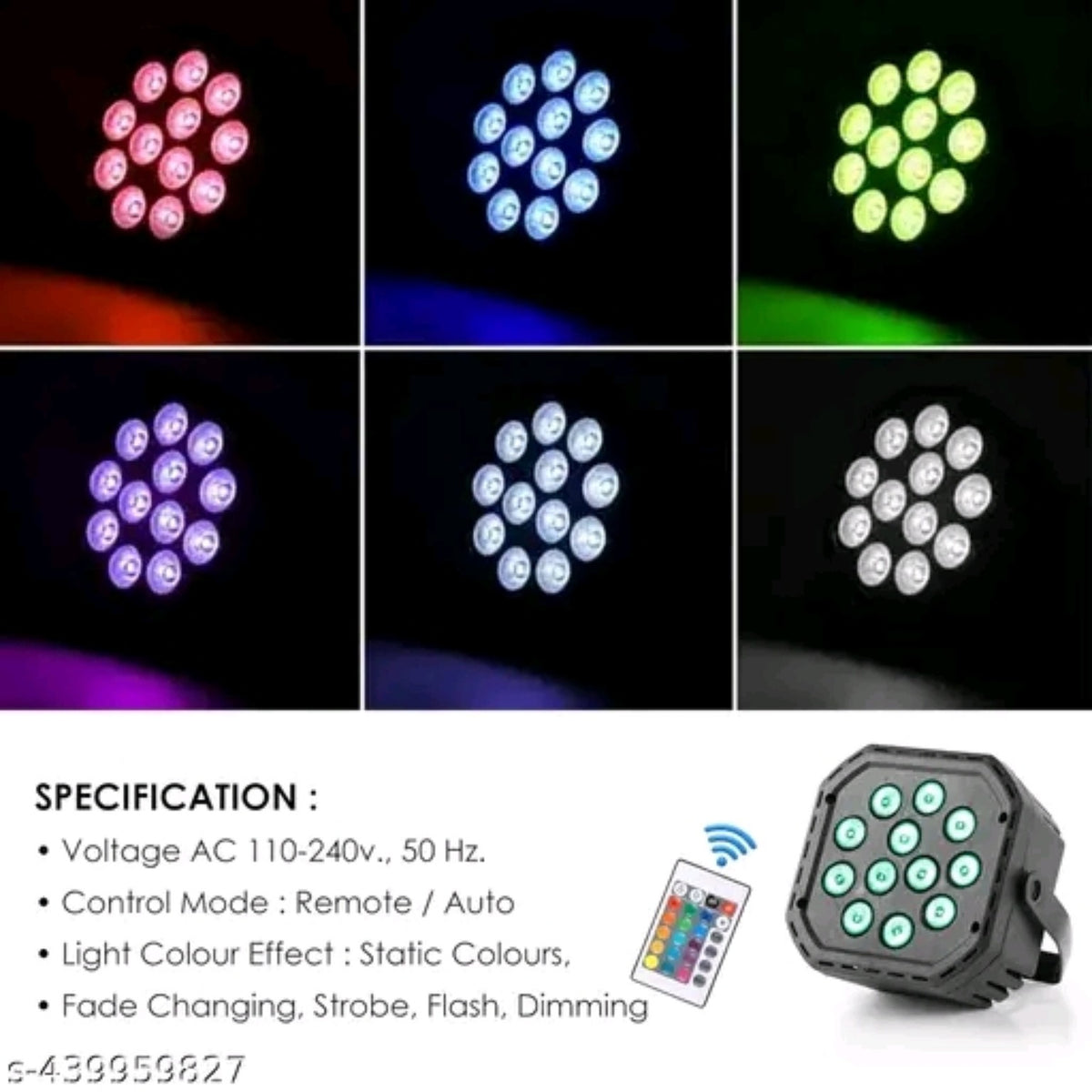 12 LED stage light specifications and colour effects