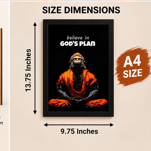 A4-style size and dimensions of the framed inspirational wall art