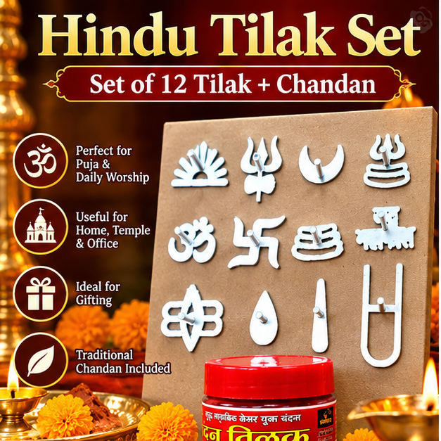 Hindu Tilak Set with 12 designs and chandan