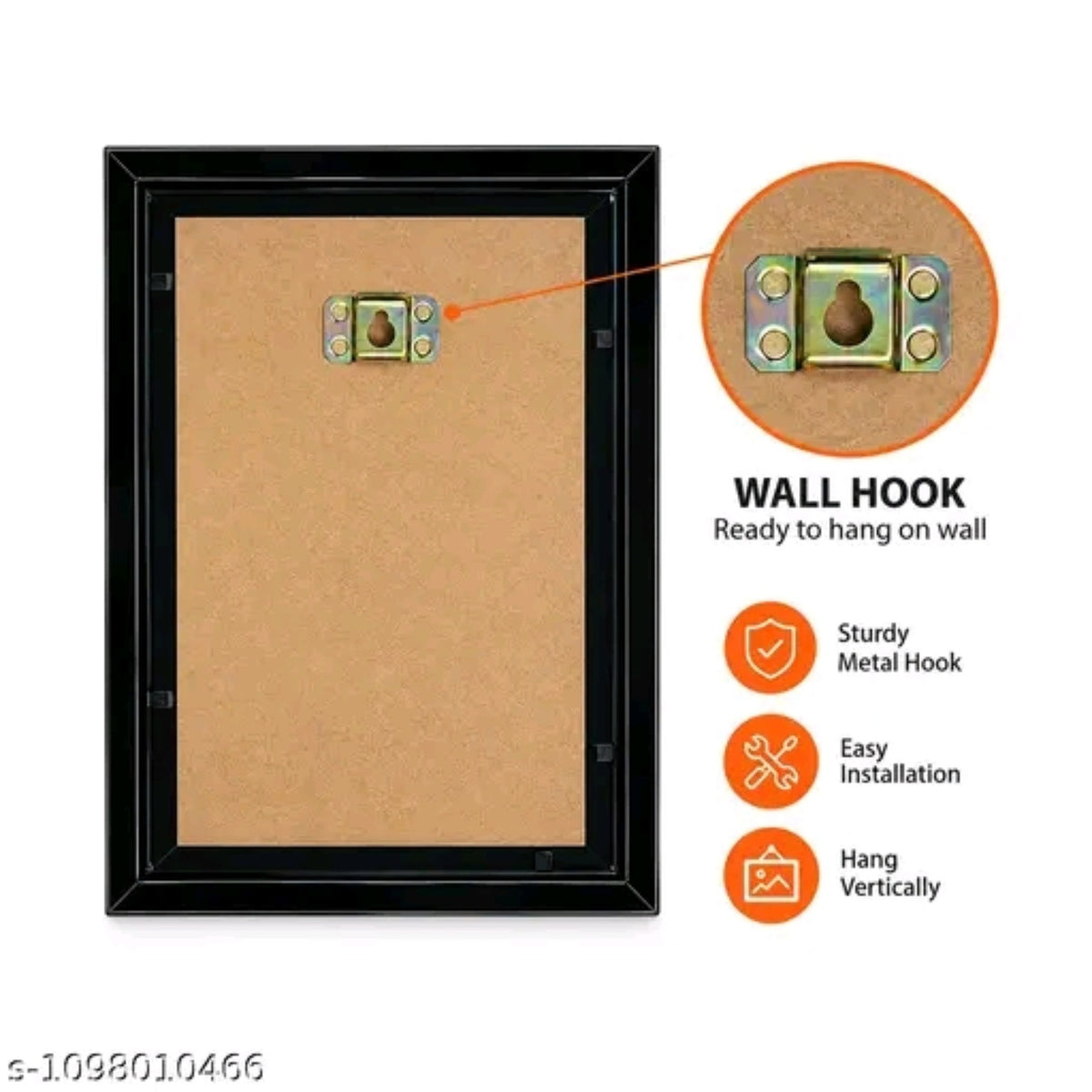 Back of the black photo frame with wall hook