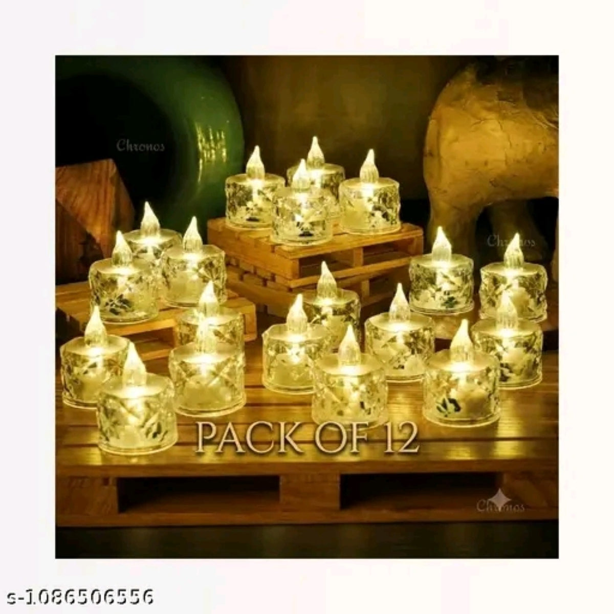Pack of 12 warm white flameless LED tea light candles