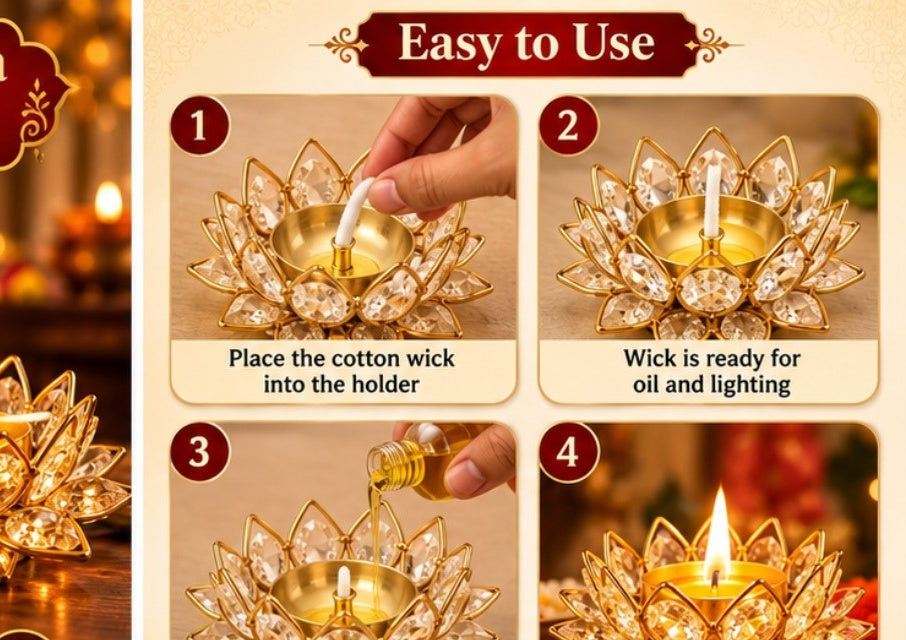 Premium Diya Set of 2 – usage instructions