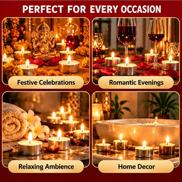Set of 50 tealight candles for festive celebrations and home décor