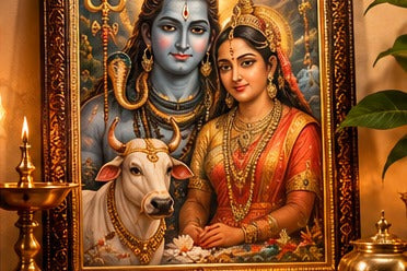 Illustrative framed Hindu devotional photos collection artwork