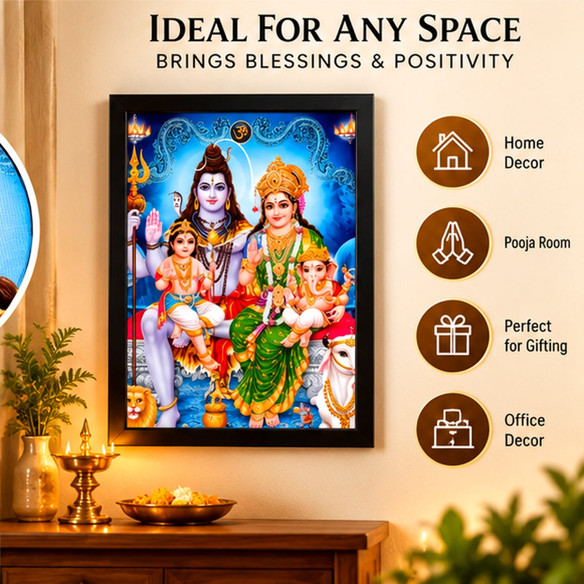 Shiv Parivar devotional artwork for home decor