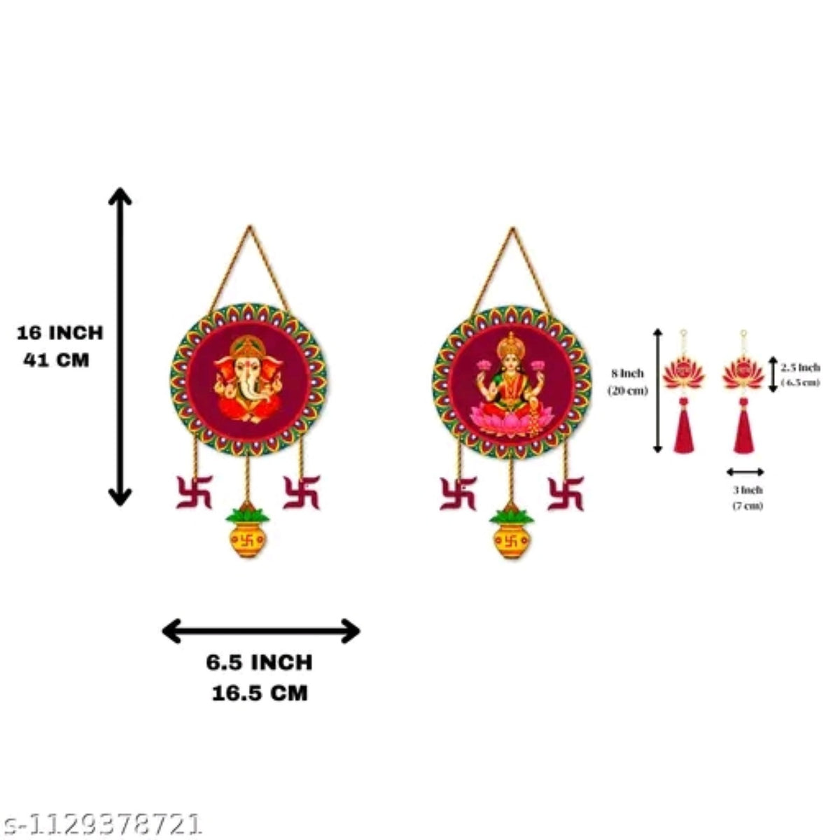 Dimensions of Ganesh Lakshmi festive toran wall hanging set