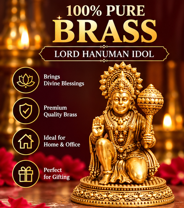 Brass Lord Hanuman idol – front view