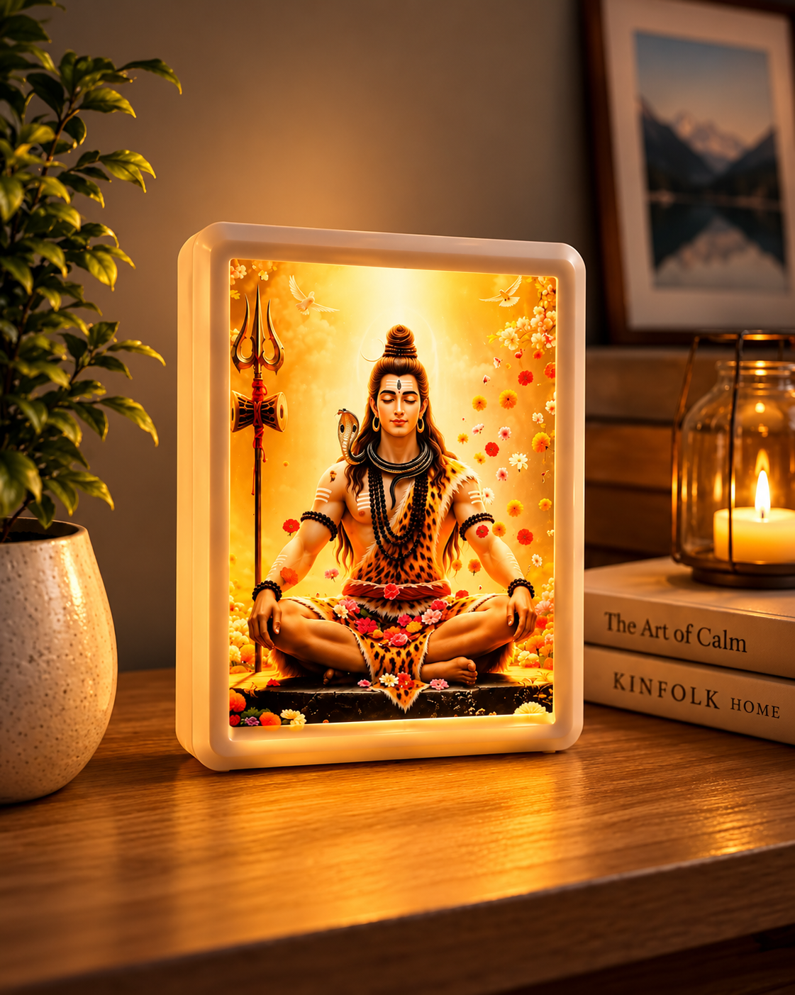 Lord Shiva night lamp in a cozy home interior