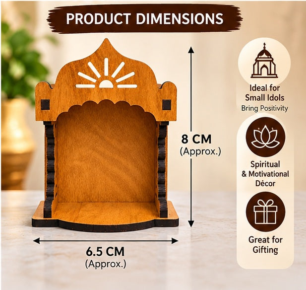 Mini MDF Temple front view and approximate dimensions
