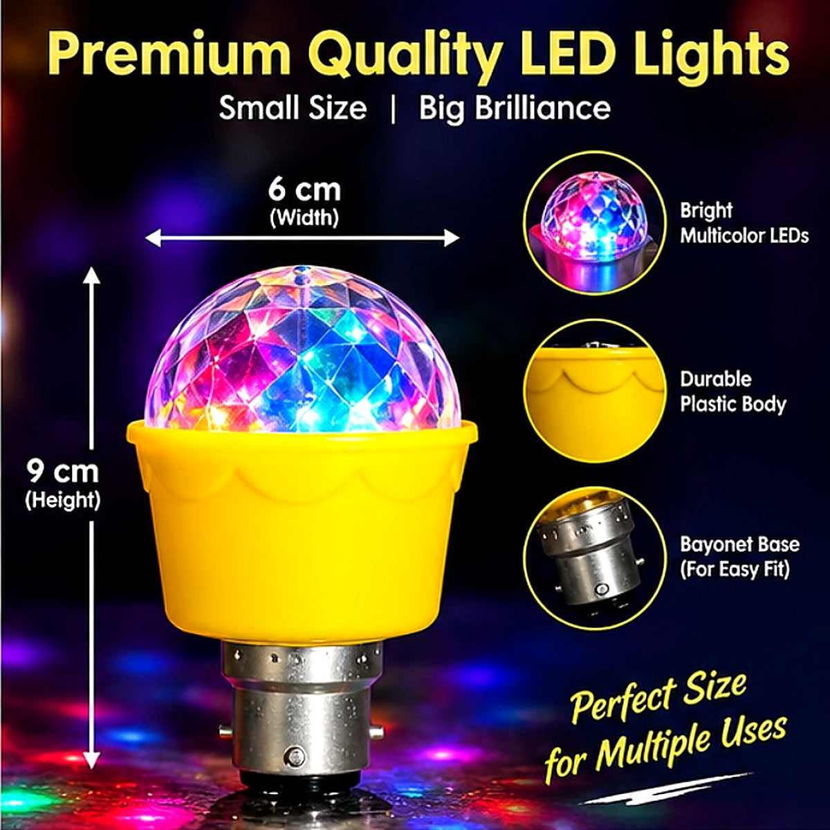 Multicolor LED bulb — size and construction details