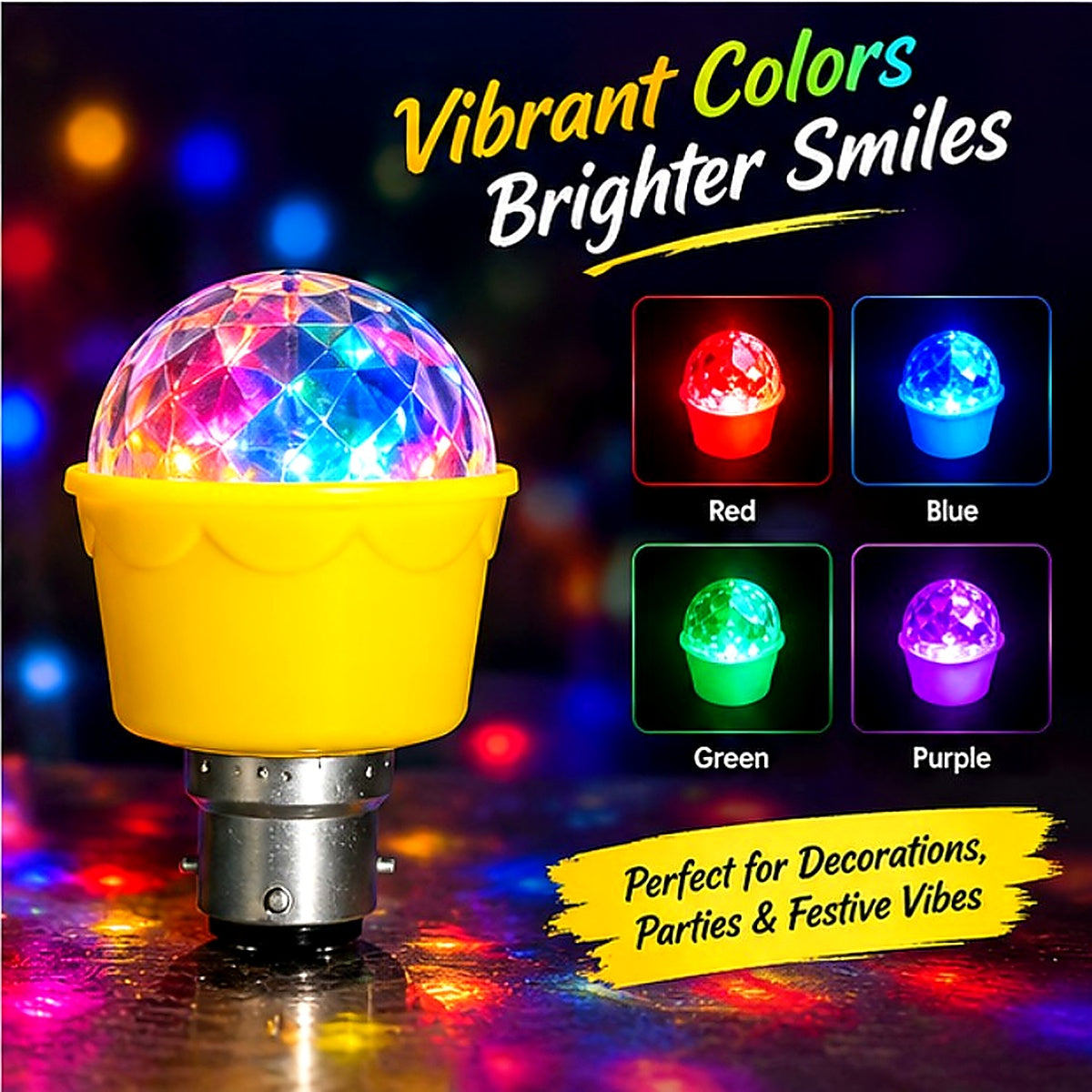 Multicolor LED bulb — colors and decorative uses