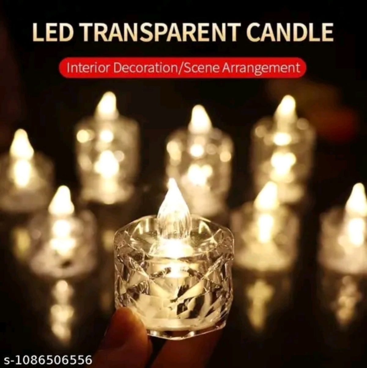 Close-up of transparent LED candle design