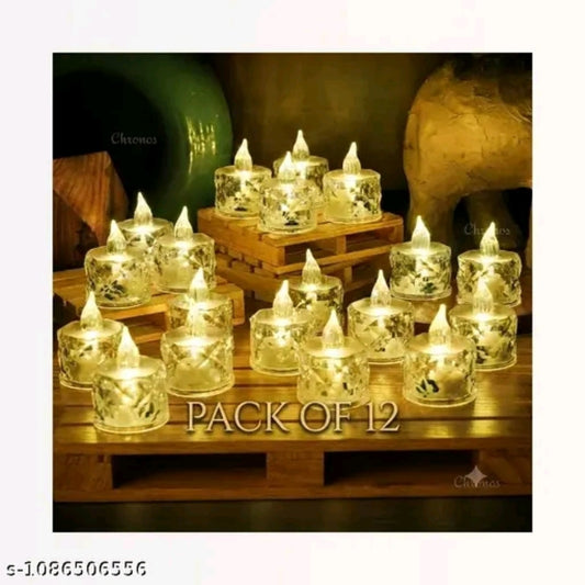 Pack of 12 warm white flameless LED tea light candles