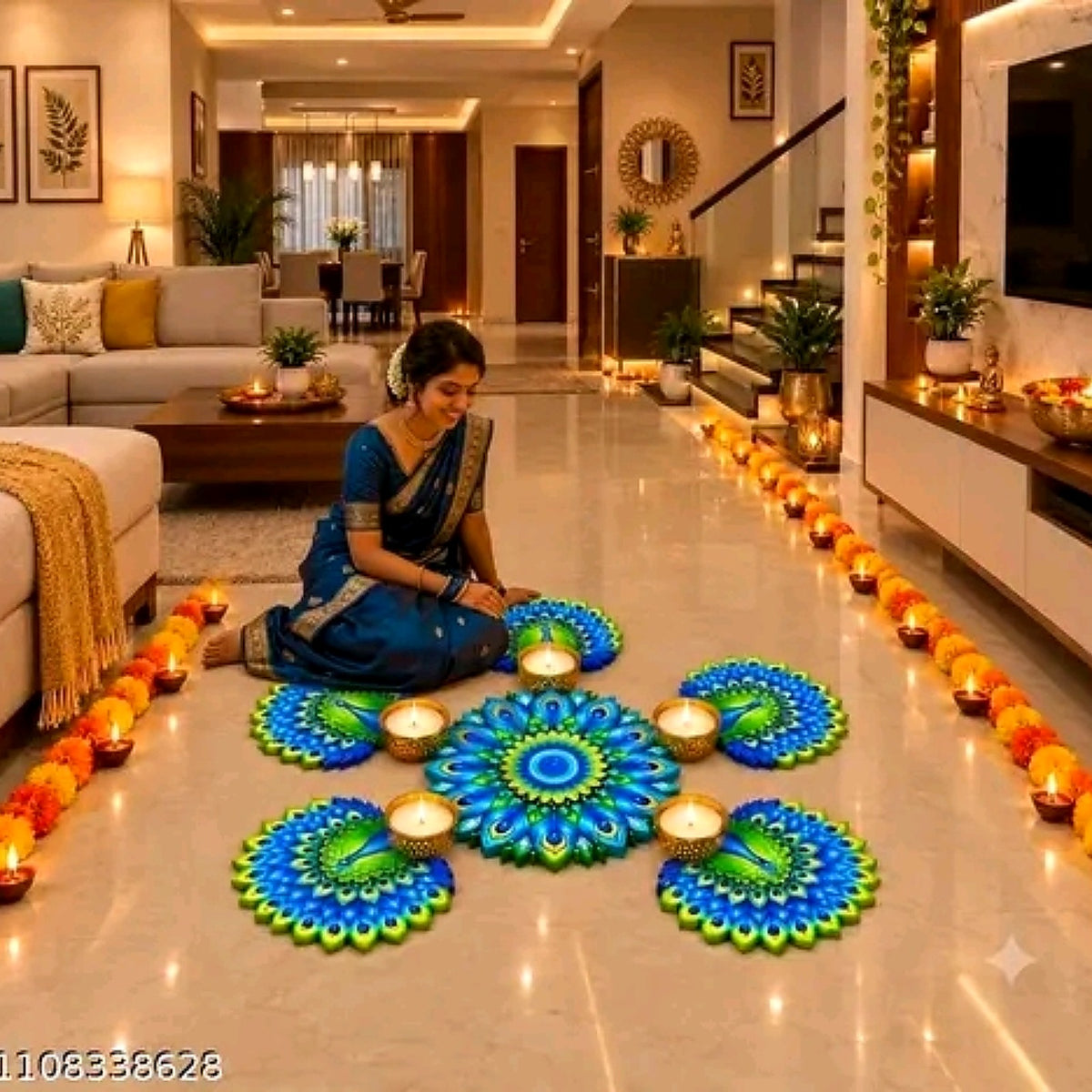 Premium peacock diya set of 2 — size and design details